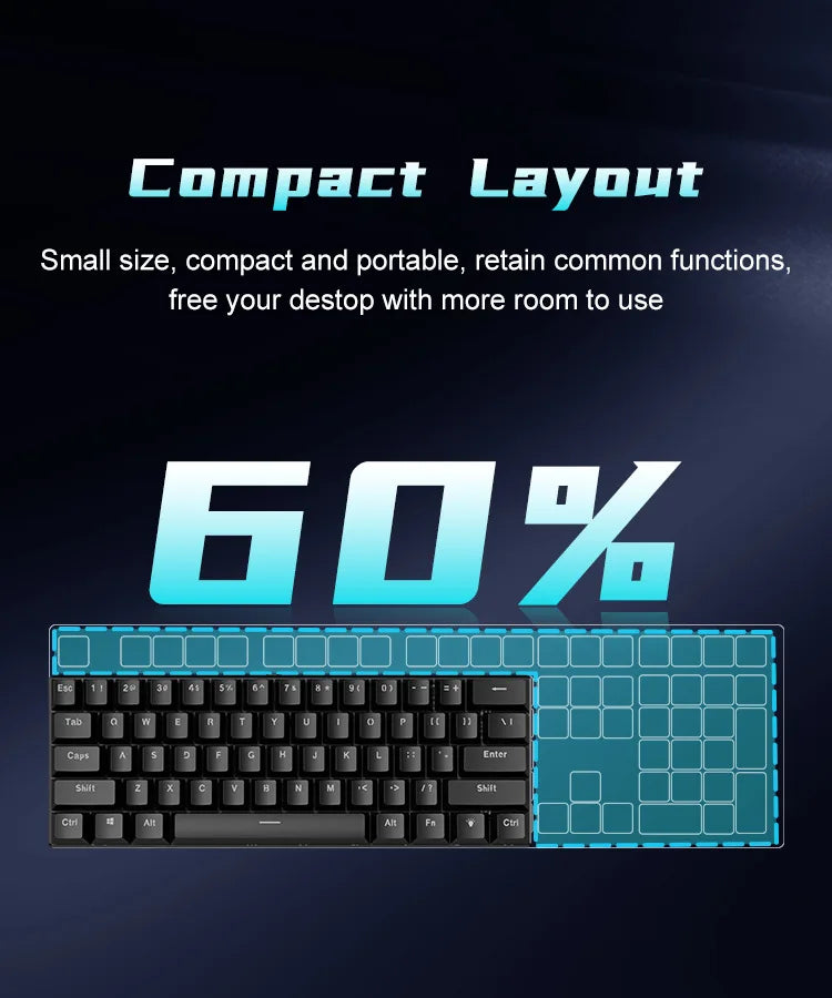 Teclado Mecánico Gaming 60% RGB
