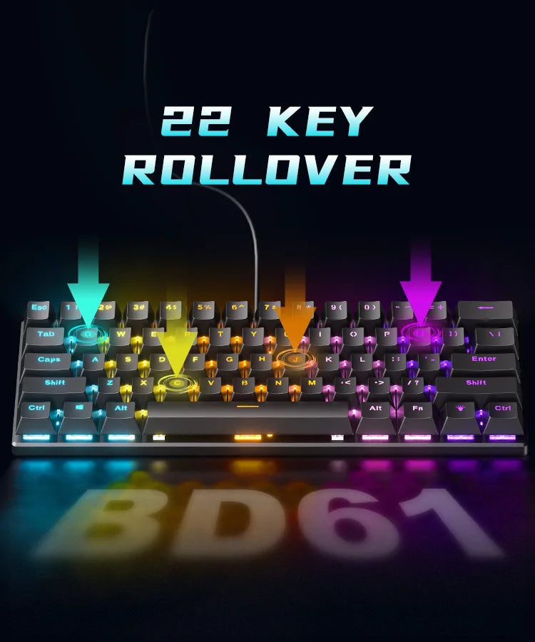 Teclado Mecánico Gaming 60% RGB