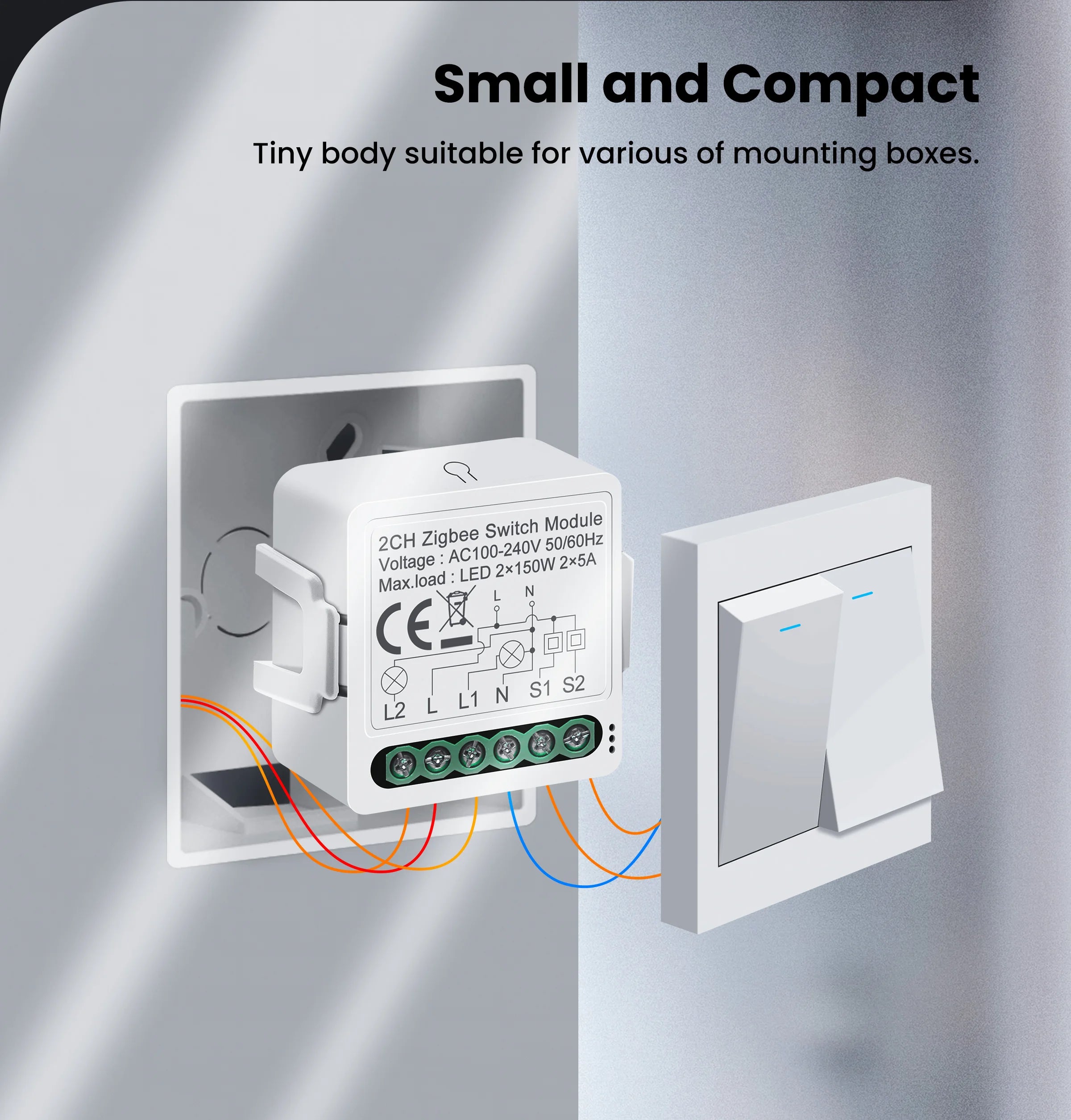 GIRIER Smart ZigBee Switch Module Neutral Wire Required 1/2/3/4CH Breaker Relay Supports 2-way Control Work Tuya Smart Alexa APP