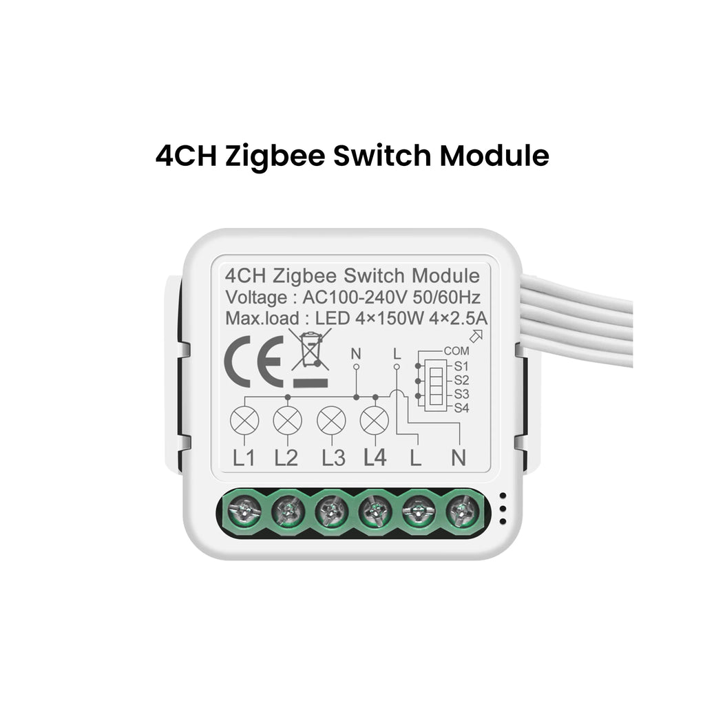 GIRIER Smart ZigBee Switch Module Neutral Wire Required 1/2/3/4CH Breaker Relay Supports 2-way Control Work Tuya Smart Alexa APP